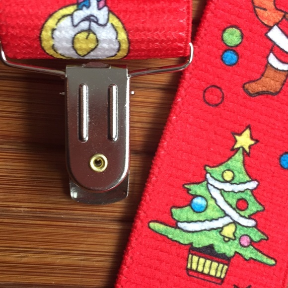 Christmas Holiday Suspenders. Silver hardware. EUC - Picture 7 of 8